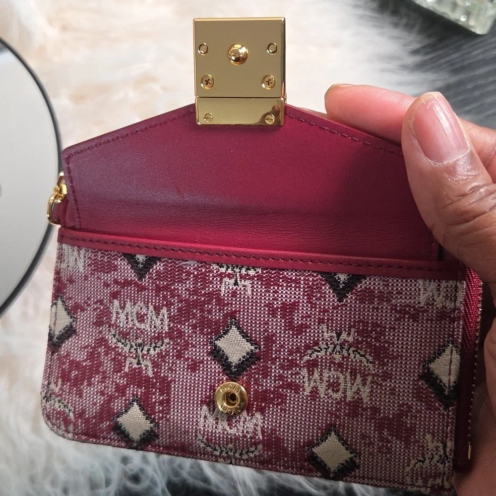 MCM New Jacquard Monogram Zip Card Case